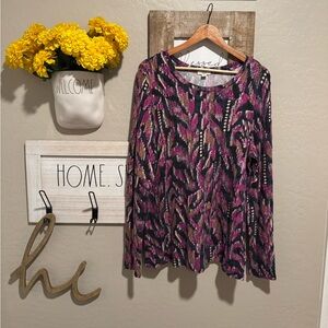 NZT by Nic+ Zoe colorful long sleeve blouse size XL
